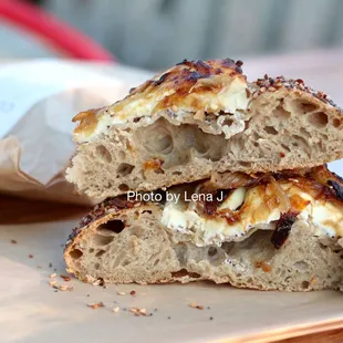 Inside of Onion + Everything Bialy ($4)