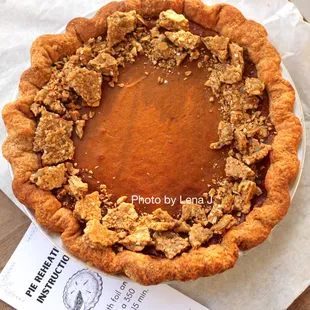 Roasted Pumpkin Pie ($36) with pumpkin-seed, buckwheat brittle. Thanksgiving special. Amazing!