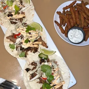 Street Tacos &amp; Fried Green Beans