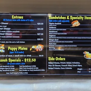 Menu, As of January 2025