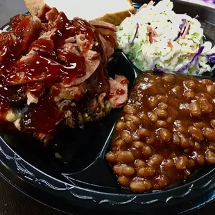 Smokehouse Sandwich with coleslaw and baked beans. One word for you... PHENOMINAL!!!