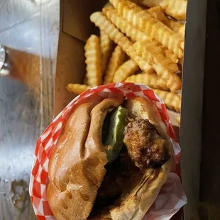 Medium Chicken Sandwich and fries