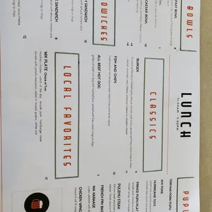 The new abbreviated menu.