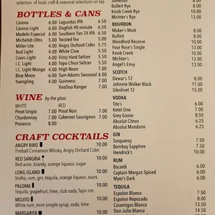 Drink list