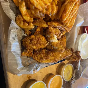 fried chicken and fries