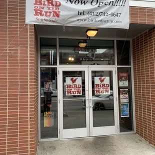 the entrance to the building