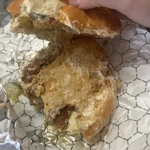 a half eaten sandwich