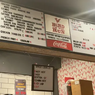 Menu (prices increased)