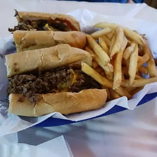 Cheesesteak and French fries.
