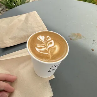 Fun latte art on a cortado!