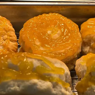 what gets better then a warm moist biscuit that melts in your mouth topped with some sweet honey !!