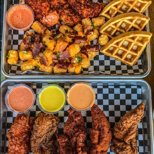 Kick it up a notch! Chicken and waffles, spicy ...or not!