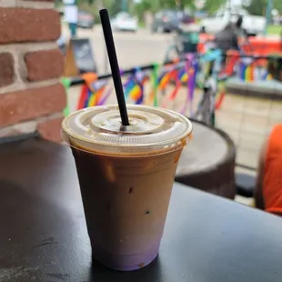 Specialty latte with lavendar and ube