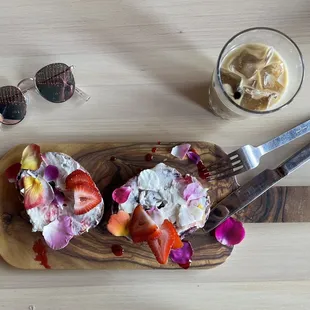 Boujie Bagel and lavender iced latte