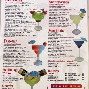 Drinks menu