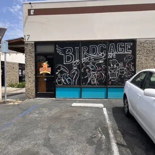 Back of the cafe. Artwork is so nice.