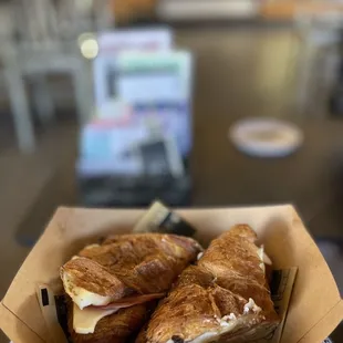 Breakfast croissant. Ham and cheese.