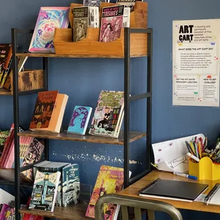 a bookshelf full of books