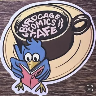 a bird reading a book