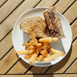 a sandwich and french fries