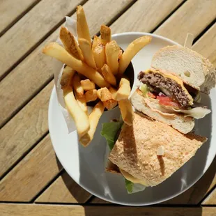 a sandwich and fries