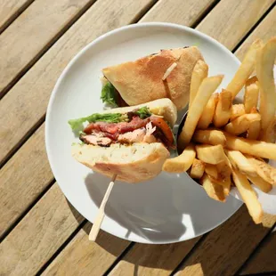 a sandwich and fries