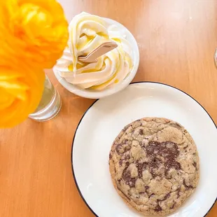 Sicilian chocolate chip cookie and vanilla soft serve