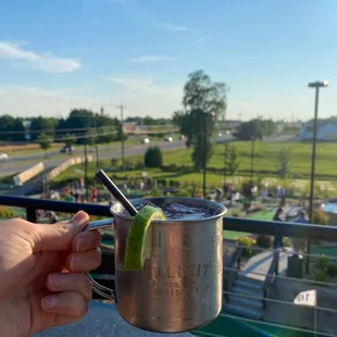 Blackberry mojito * view from second story outdoor patio seating looking over mini golf course