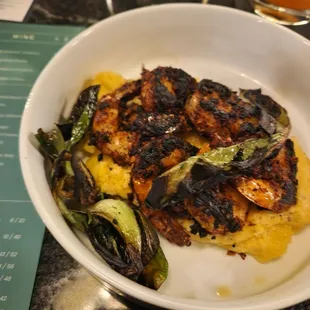 Blackened shrimp and polenta