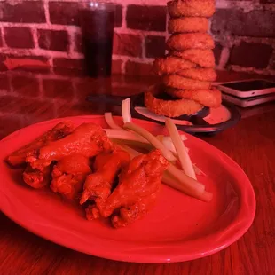 Chicken Buffalo Wings &amp; Beer Battered Onion Rings