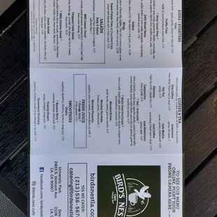 Menu Page One (June 13th, 2020)