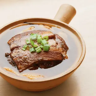 Sliced Pork Belly on Pickled Mustard Green