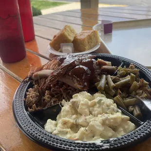2-Meat plate with Potato Salad and Green Beans