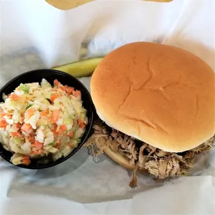 cole slaw and mild pulled pork