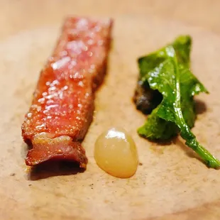 aged grass-fed BEEF smoked broccoli｜douglas fir