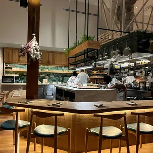 inside, open kitchen