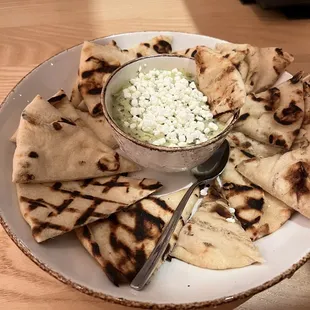 Artichoke dip with goat cheese.