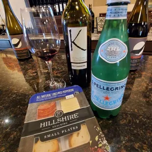 Water and charcuterie available for sale, in addition to the delicious wine