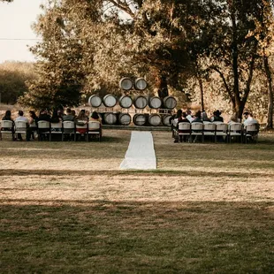 The lawn where we held the ceremony. The wine barrels are always there.