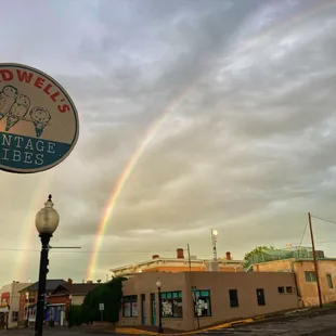a rainbow in the sky