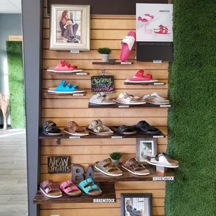 One of the many walls dedicated to Birkenstock products!