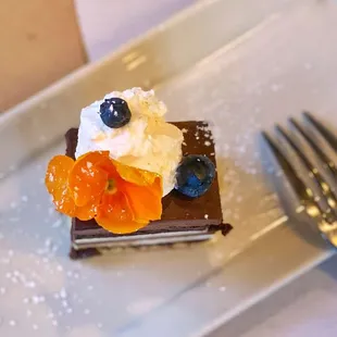 a dessert on a plate with a fork