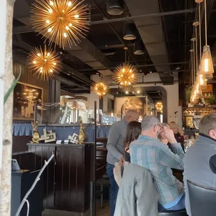 a group of people sitting at a bar