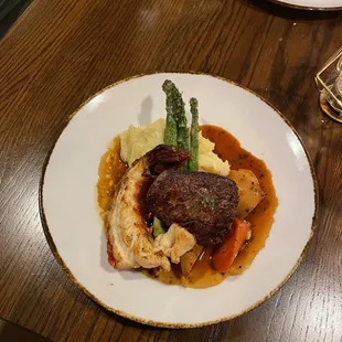 Petite filet mignon and lobster (part of the Valentines Day special menu)