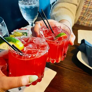 Blood Orange Margarita alongside its counterpart the Blood Orange Margnorita.