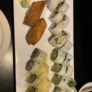 Inari, Currier House Roll, Tofu Crunch Roll, artichoke heart roll