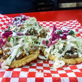 3 Sopes (carnitas, asada, and chicken)