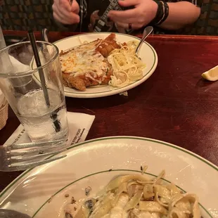 Chicken Parmigiana and Grilled Chicken Alfredo