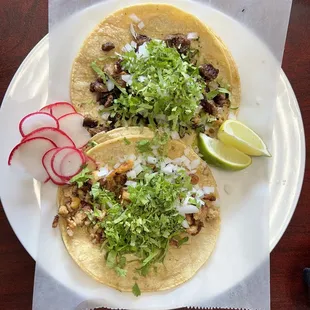 Average steak and chicken taco but their salsa elevates the flavor