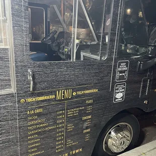 the menu on the side of the truck